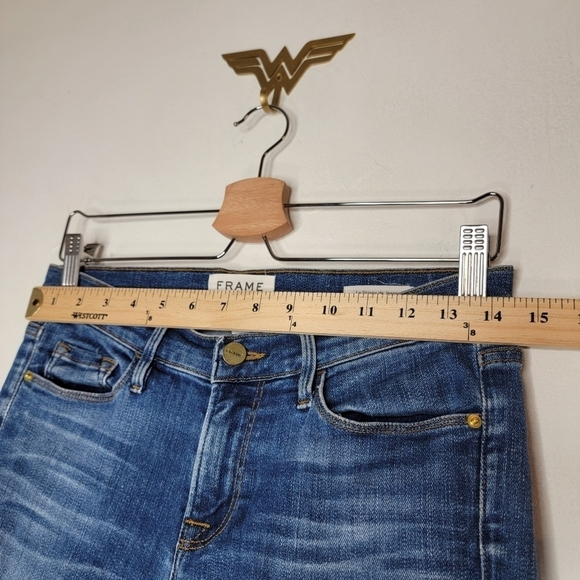 FRAME Skinny Jean Le Skinny de Jeanne Edenvale Wash Released Hem Women 27 Denim - Picture 11 of 14